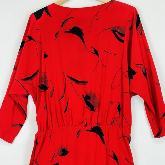 On The Rocks Vintage Red Black Graphic Print‎ 80s Secretary Dress Womens 7 8 - Picture 7 of 13